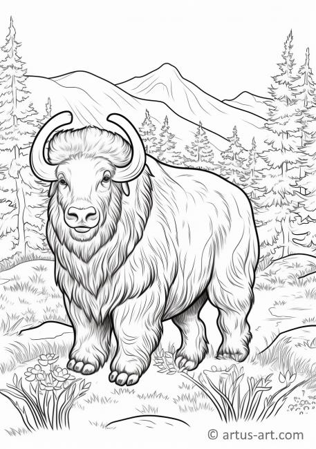 Musk ox Coloring Page For Kids